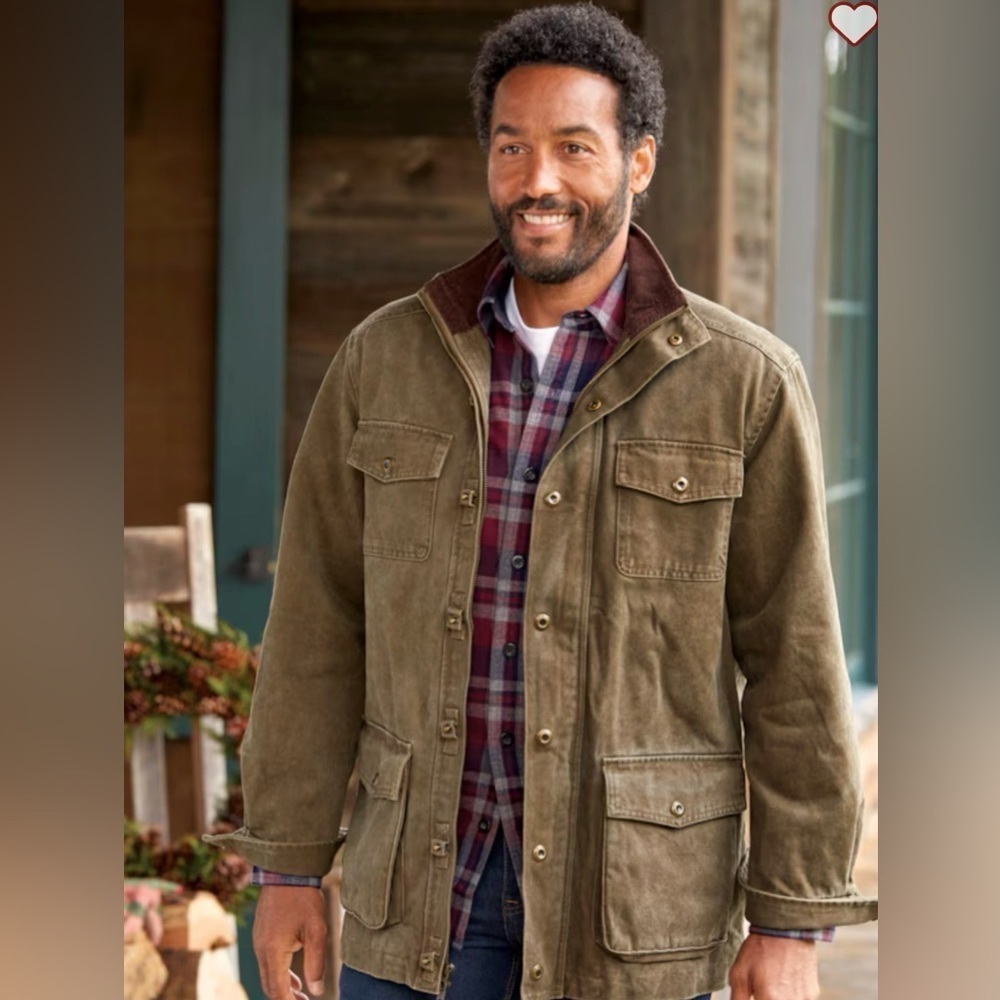 Vermont Barn Coat fleece lined corduroy collar men’s sz 4XL taupe brown